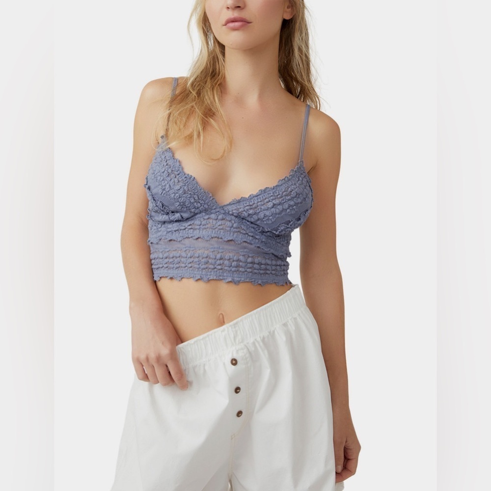 NWT - Free People Amina Womens Bralette Tank Top in Blue Granite - Size S